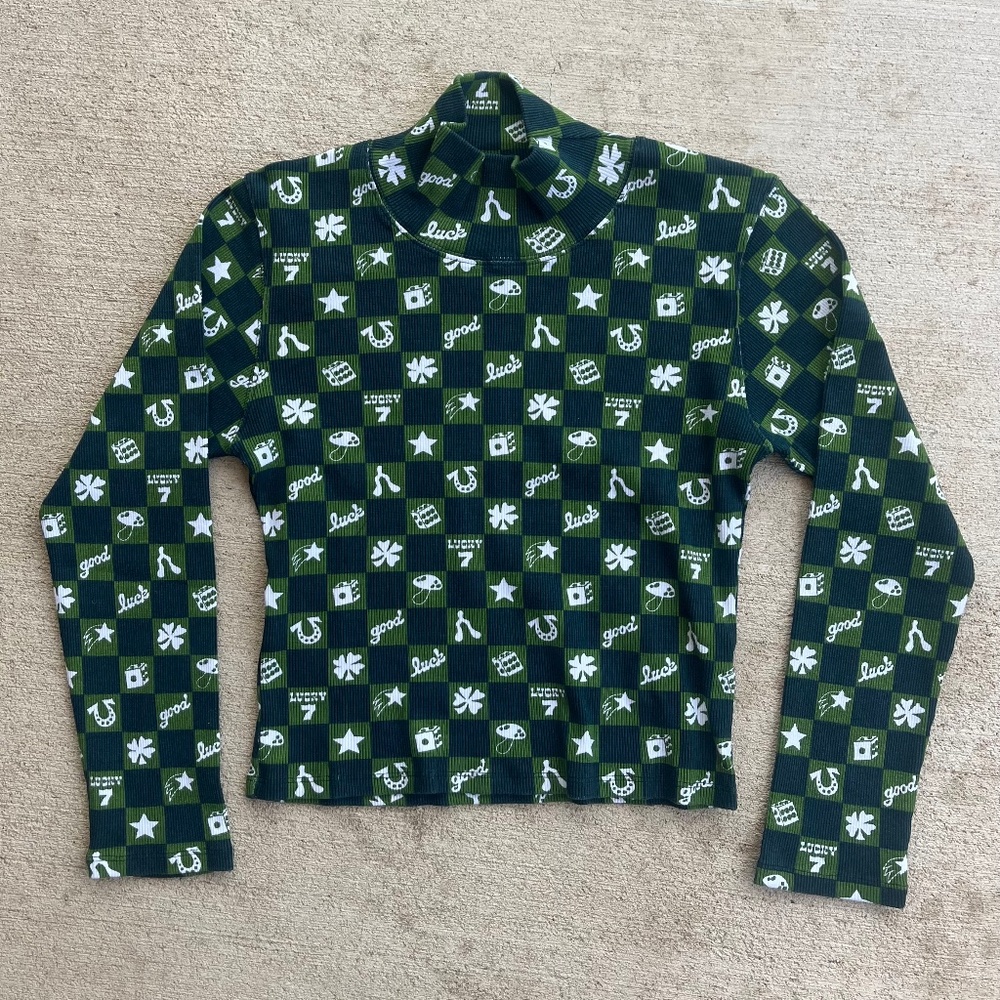 ***TRADE***Big Bud Press long sleeve turtleneck in green luck print